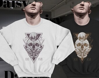 Bluza z kapturem Oversized, Bluza z czaszką Death Moth, Ubrania okultystyczne, Estetyka festiwalowa, Ubrania festiwalowe, Ubrania gotyckie