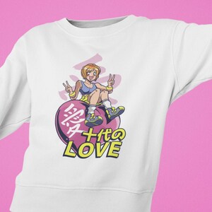 Bluza z kapturem E girl Crew Neck Sweatshirt, Anime girl, odzież estetyczna, odzież e girl