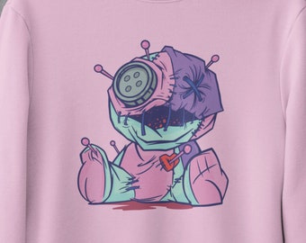 Pastel Goth Aesthetic Kawaii hoodie, Voodoo doll E girl Sweatshirt , Oversized Crew Neck Sweatshirt , Vaporwave ,  womens hoodie, oversized