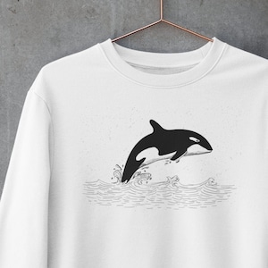 Aesthetic Sweatshirt | Minimalist Orca Whale Sweatshirt | Aesthetic Unisex Heavy Blend Crew Neck Sweatshirt crew neck sweatshirt