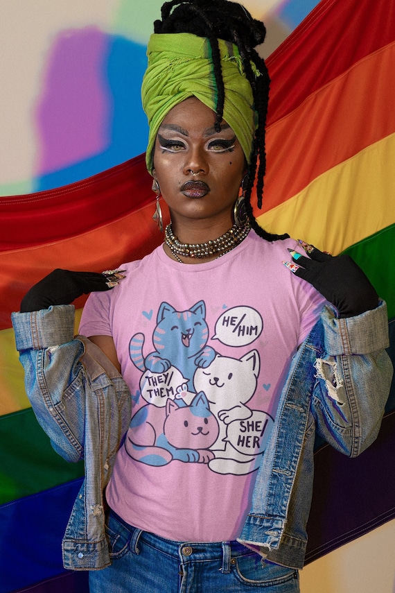 Pronouns, plus size clothing, soft pastel, pastel goth, lgbtq shirt, pride shirt, pastel sweatshirt, queer, clothes for pride, non binary