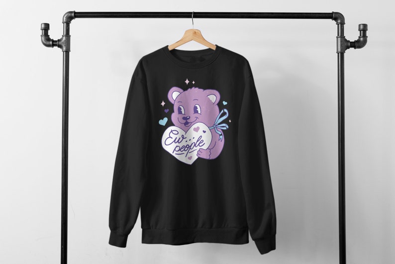 Ew People, pastellgoth-skjorta, pastellfärgad tröja, e-tjejkläder, söt björnskjorta, pastellgoth-kläder, estetisk tröja, plus size bild 6