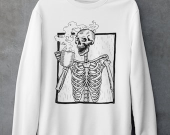 coffee sweatshirt for women, The Ripper Drinking Coffee, Womens sweatshirt, Coffee Sweatshirt, Oversized Crew Neck Sweatshirt omen