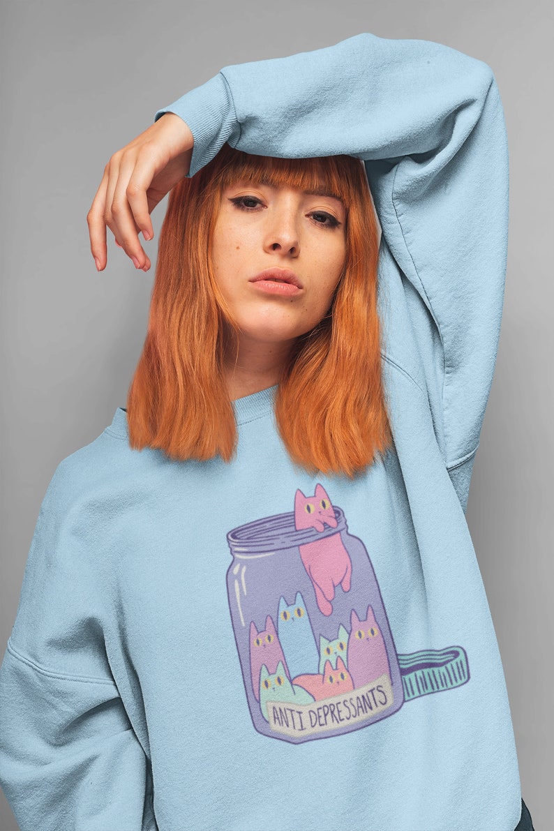 Pastel Goth Clothing Aesthetic Pastel Shirt Hoodie Mental Health, E girl Sweatshirt , Oversized Crew Neck Sweatshirt , womens hoodie