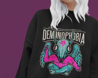 Roupas góticas pastel, roupas góticas, satânico, demônio, moletom com capuz oculto, moletom com gola redonda, camiseta para gótico