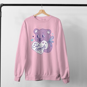 Ew People, pastellgoth-skjorta, pastellfärgad tröja, e-tjejkläder, söt björnskjorta, pastellgoth-kläder, estetisk tröja, plus size bild 3