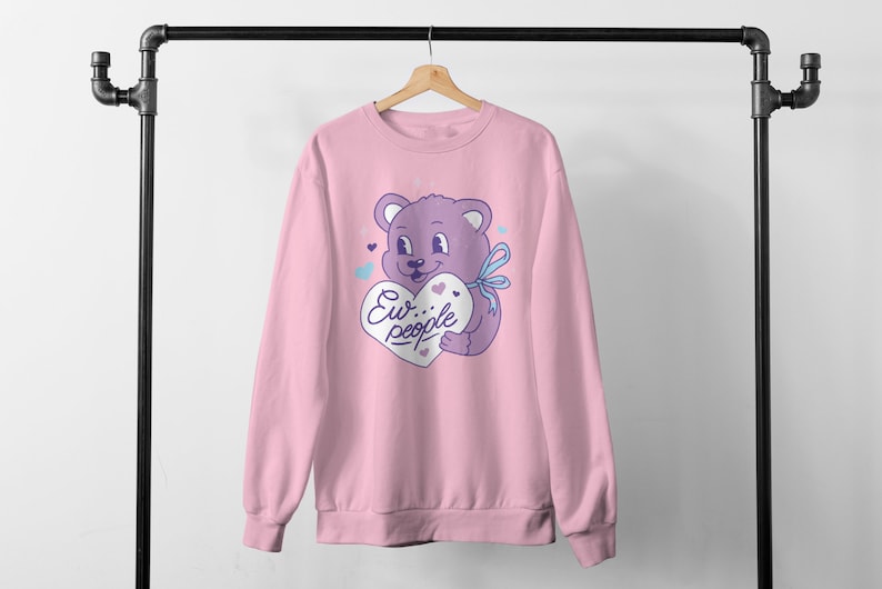 Ew People, pastellgoth-skjorta, pastellfärgad tröja, e-tjejkläder, söt björnskjorta, pastellgoth-kläder, estetisk tröja, plus size bild 3