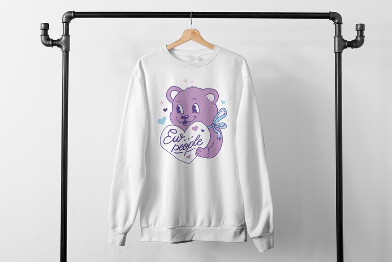 Ew People, pastellgoth-skjorta, pastellfärgad tröja, e-tjejkläder, söt björnskjorta, pastellgoth-kläder, estetisk tröja, plus size bild 7