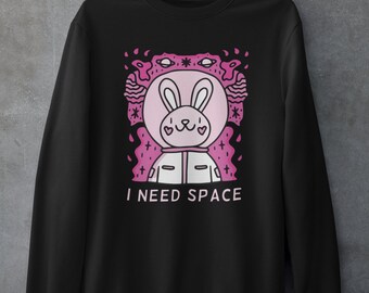 Pastel Goth Clothing Aesthetic Pastel Shirt, I need space, E girl Sweatshirt , Oversized Crew Neck Sweatshirt , womens hoodie, plus size