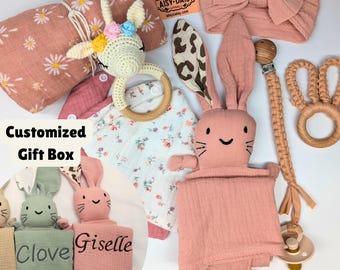 Coffret cadeau personnalisé bébé fille, cadeau pour baby shower, cadeau personnalisé bébé fille