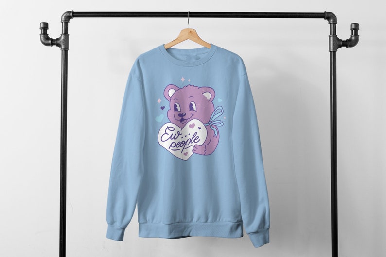 Ew People, pastellgoth-skjorta, pastellfärgad tröja, e-tjejkläder, söt björnskjorta, pastellgoth-kläder, estetisk tröja, plus size bild 1