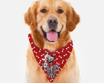 Christmas Dog Bandana, Reaper drinking coffee christmas bandana for dogs.