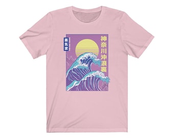 The Great Wave Off Kanagawa, Vaporwave, Tshirt, Aesthetic clothing, Japanese shirt, top, wave jumper, oversized sweat