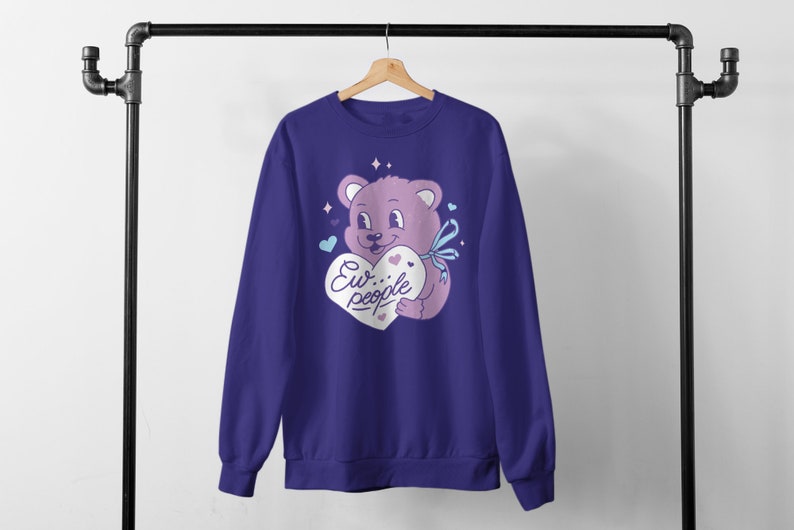 Ew People, pastellgoth-skjorta, pastellfärgad tröja, e-tjejkläder, söt björnskjorta, pastellgoth-kläder, estetisk tröja, plus size bild 2