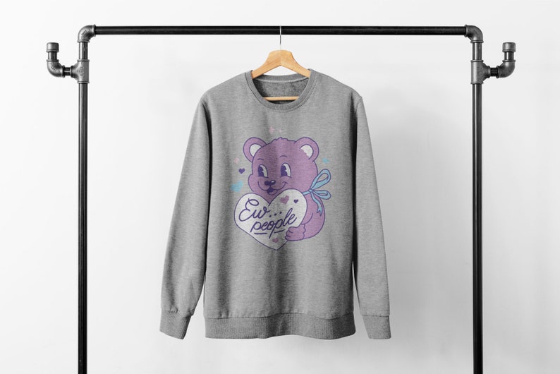 Ew People, pastellgoth-skjorta, pastellfärgad tröja, e-tjejkläder, söt björnskjorta, pastellgoth-kläder, estetisk tröja, plus size bild 5