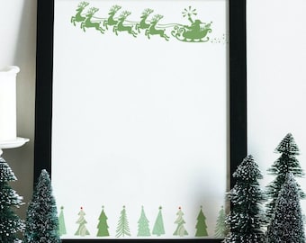 Santa Border Template: Christmas Stationery, A4/US Letter (PDF/PNG)