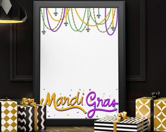 Mardi Gras Printable Border: Party Decor (PDF, PNG)