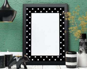 Polka Dot Border Printable: Black & Pink Stationery (PDF, PNG)