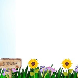 Borde de jardinería imprimible PNG y Pdf para papel de marco, estacionario, plantilla en blanco, descarga instantánea, tamaño de letra para fotos, álbum de recortes, listas