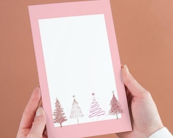 Pink Christmas Tree Border: Glam Printable Template (PNG, PDF)