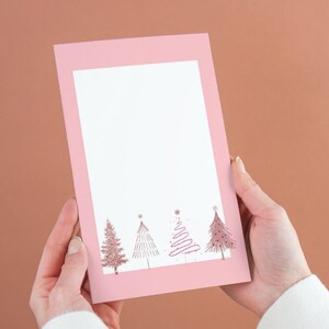 Pink Christmas Tree Border: Glam Printable Template (PNG, PDF)