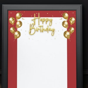 Happy Birthday Borders 2 Página Imprimible Border Bundle Descarga instantánea PNG / Pdf notas de cumpleaños en papel, invitaciones, membrete, para oficina, profesores