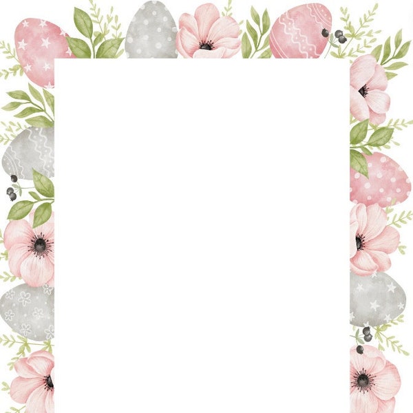 Beautiful Easter Border Printable Digital download letter size for photos, scrapbook, journals, planners, flowers, pastel