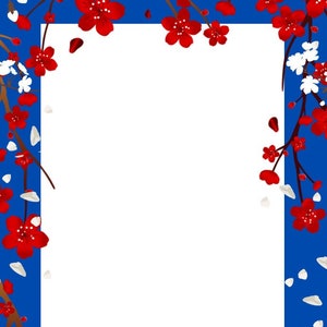 Red White Blue Flower Border Png and Pdf Printable Instant Download ...