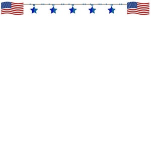 Flag and Stars Border, USA Printable PNG and Pdf Instant download, American clipart, veteran border, memorial day, columbus day, 4th of july