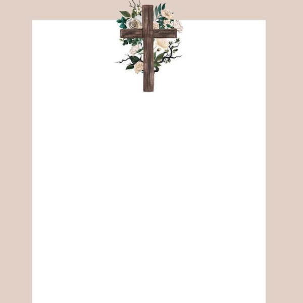 Religious Cross Border printable PNG and Pdf, instant download Christian Church, for Easter paper, DIY crafts, decor bible study stationery