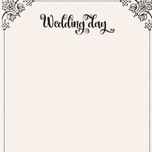 Borde del día de la boda imprimible. Descarga digital instantánea tamaño carta para álbumes de recortes, listas de verificación, fotos, planificadores, impresión, lista de novias