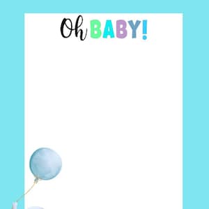 Oh Baby Shower Imprimible Borde PNG / Pdf Descarga instantánea para papel, marcos, papelería, invitaciones, anuncios, membretes, notas lindas,