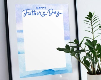Father's Day Watercolor Border: Printable Stationery (PNG, PDF)