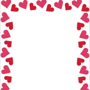 Día de San Valentín, Borde, Pdf Corazón Imprimible, amor PNG, Imágenes de borde, diseño de San Valentín, descarga instantánea, tamaño carta para álbumes de recortes, foto