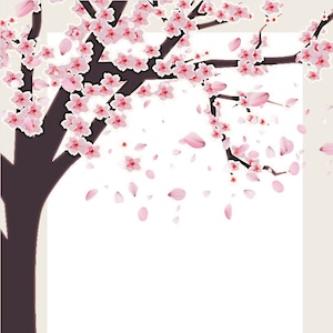 Pdf imprimible con borde de flor de cerezo, descarga instantánea, festival de flores, membrete, PNG, álbum de recortes, fotos, plantilla en blanco, papel de borde