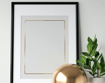 Gold Border Printable Stationery: Neutral Minimal Photo Frame Background (PNG, PDF)