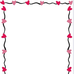 Sweet Heart Border Blank Printable Instant Download Valentines Day Border Minimal Scrapbook, photos, journal, planner PNG