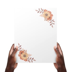 Fall Flower Border Pdf Png, tamaños carta y A4, Descarga instantánea imprimible para álbum de recortes, menú, invitaciones, marco de fotos, diario, listas,