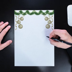 Borde navideño con guirnalda, PNG, PDF, tamaño carta de EE. UU. y A4, descarga instantánea, membrete navideño, papelería, papel navideño, menú, invitaciones