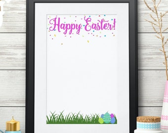 Happy Easter Border: Printable Scrapbook Paper (PNG/PDF)