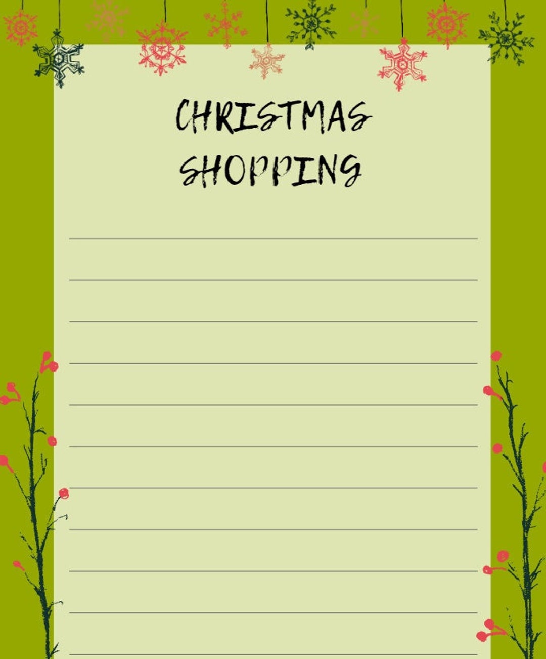 Blank Checklist List Christmas Shopping Checklist Template Simple