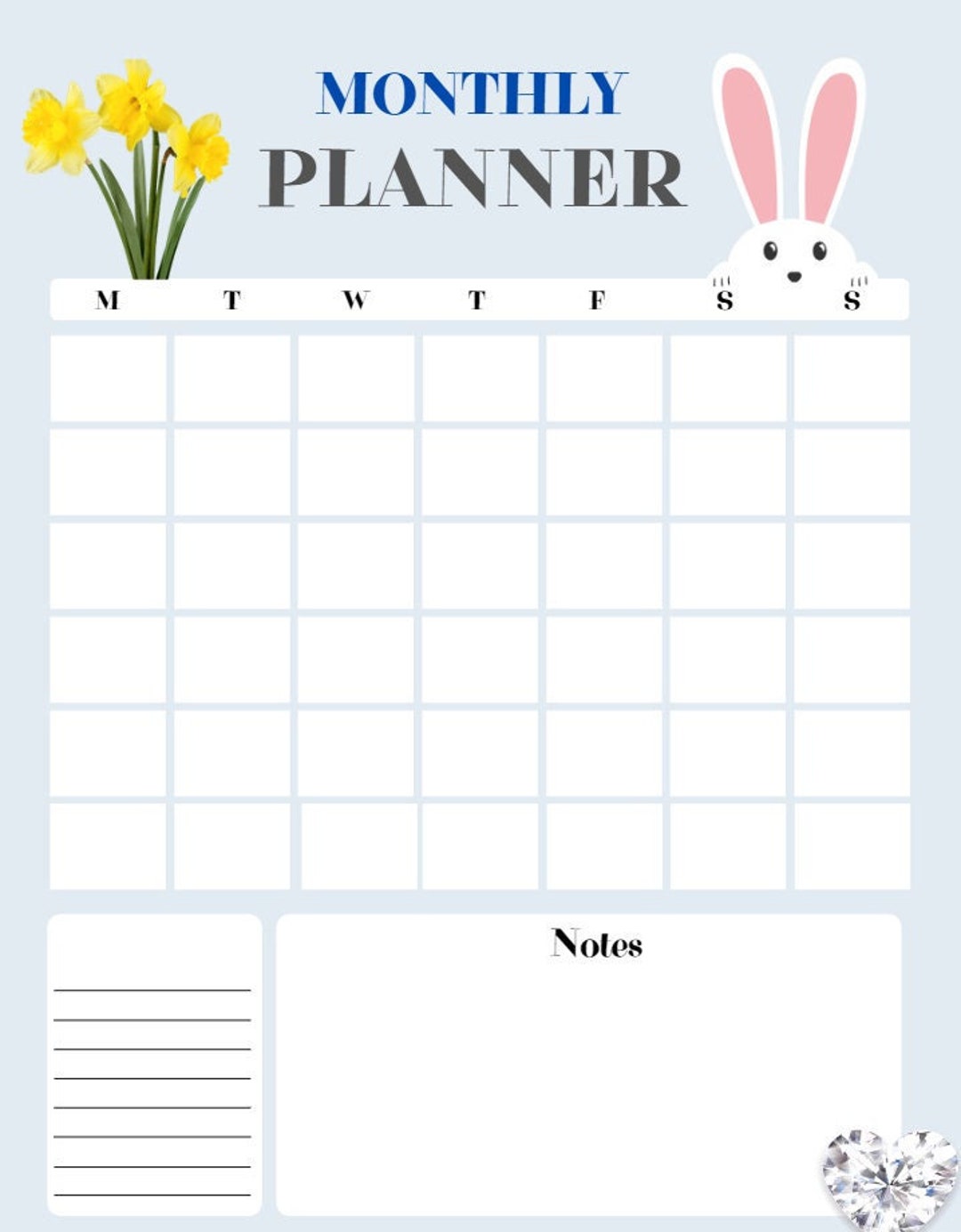 Blank April Calendar Printable Planner Template for Any Year Etsy