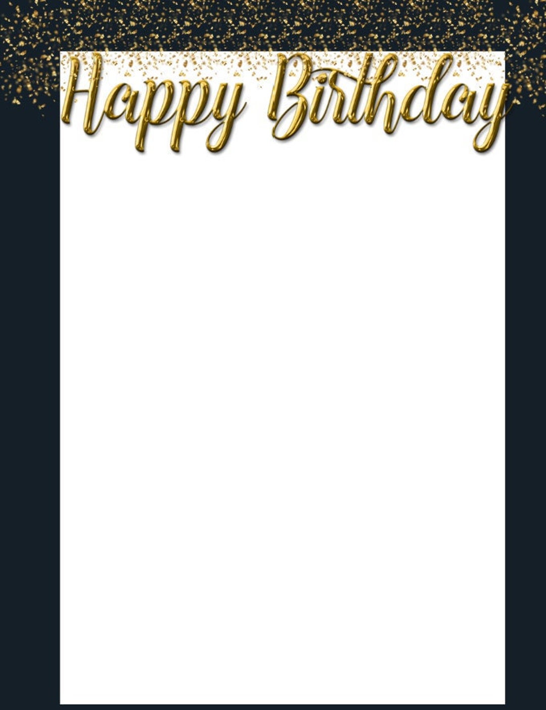 Birthday Border Black and Gold Printable Legal Letter Size for