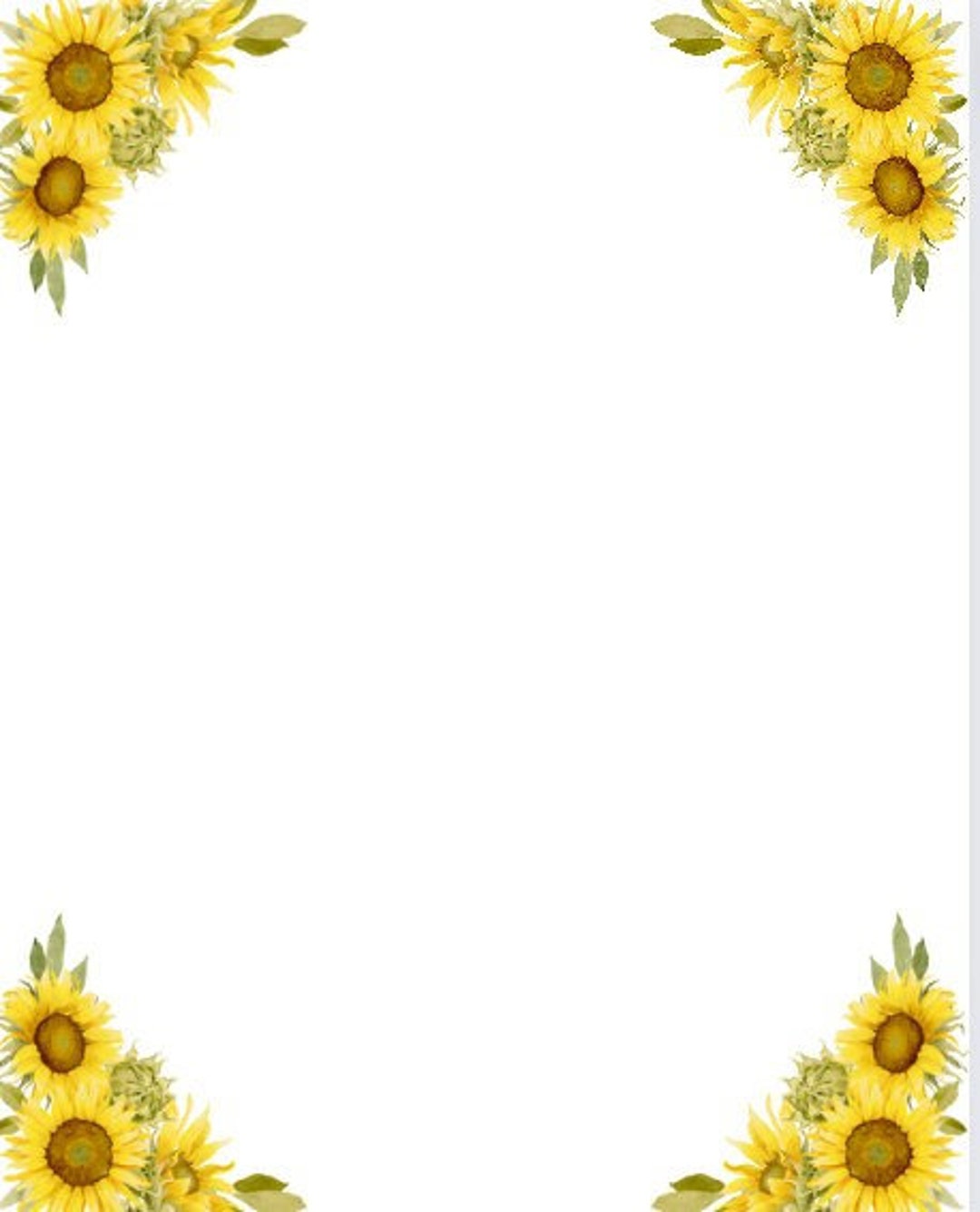 Floral Frame, Sunflower Frame, Sunflower Border, PNG, Pdf, Stationary ...
