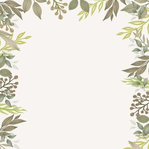 Botanische Aquarell Bordüre PNG und Pdf druckbare, sofortiger Download, Herbst Blumen Papier, Sommer Blätter stationär für Scrapbook einladen, Rahmen