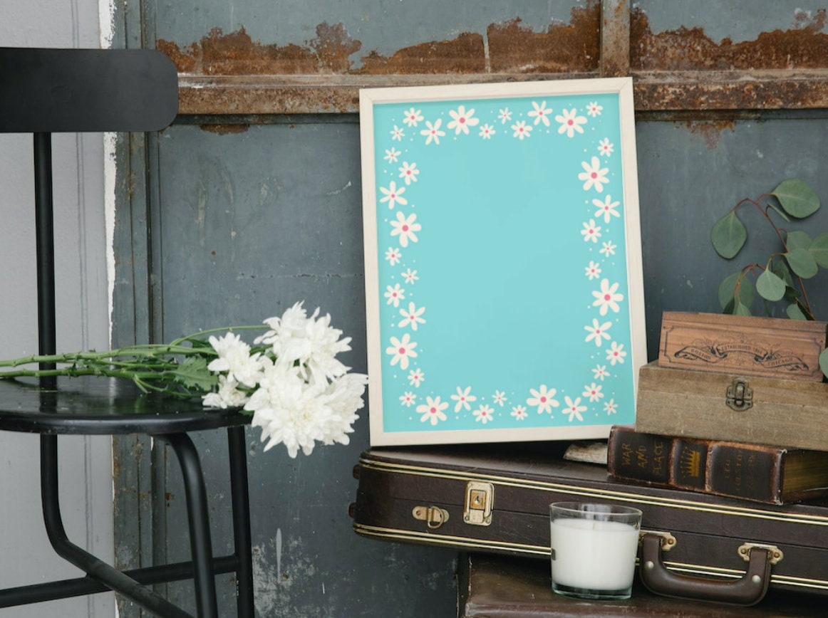 Daisy Border Printable Pdf and PNG White Flowers Instant Download, Gift ...