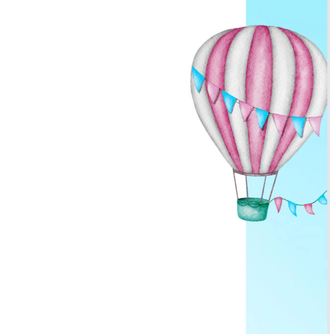 Hot Air Balloon Border Printable, Pdf, Png, Instant Download, Blank