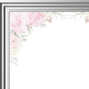 Bellissimo bordo floreale stampabile, PNG / Pdf carta floreale argento, per album, foto, matrimoni formato lettera stampa download digitale istantaneo