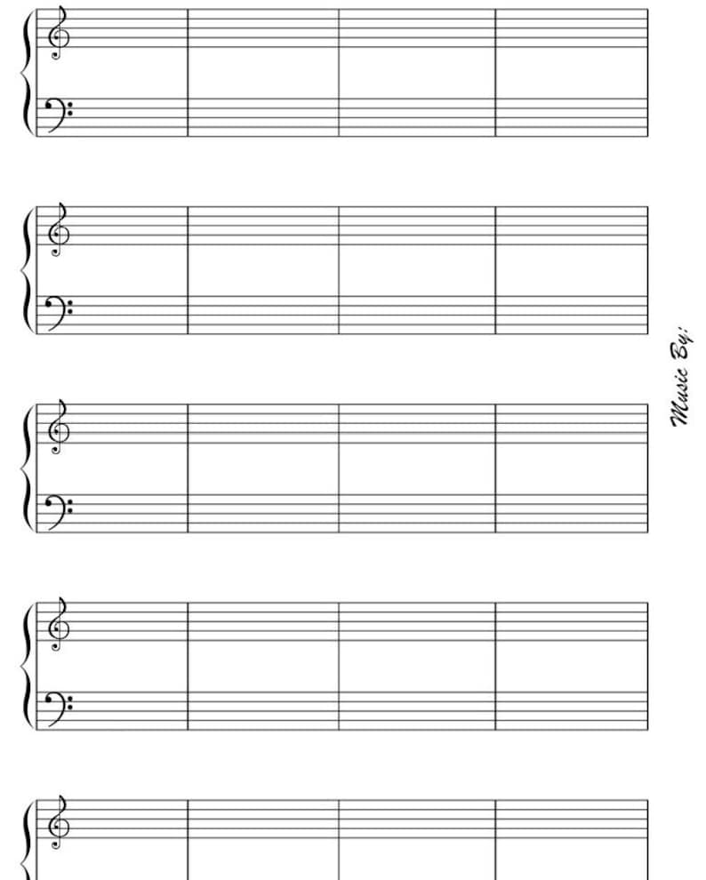 Printable Sheet Music Pdf, Music Teacher Gift, Composer Gift, Simple Music Template for Song ...