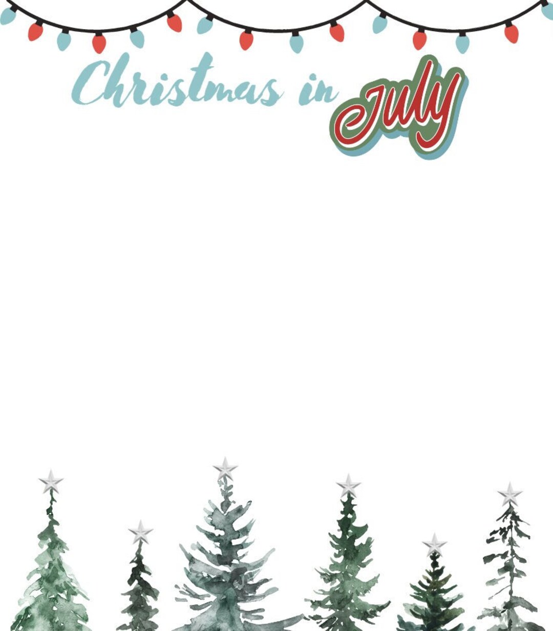 Christmas in July Border Printable Frame, Instant Download, PNG Pdf in